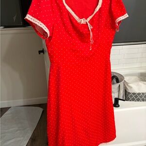 Ivy City Co. Libby Red Heart Dress with Lace Trim